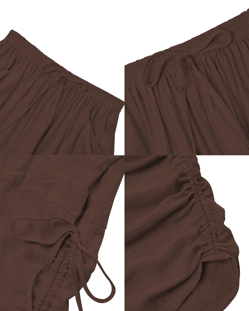 Women's Casual Loose-Fit Wide-Leg Pants, All-Season Woven Fabric, Daily Commute