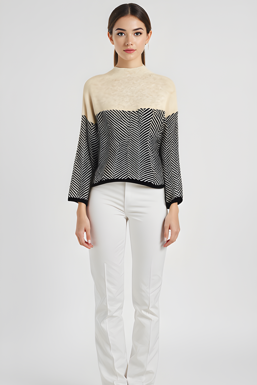 NORA | Two-Tone High-Neck Pullover