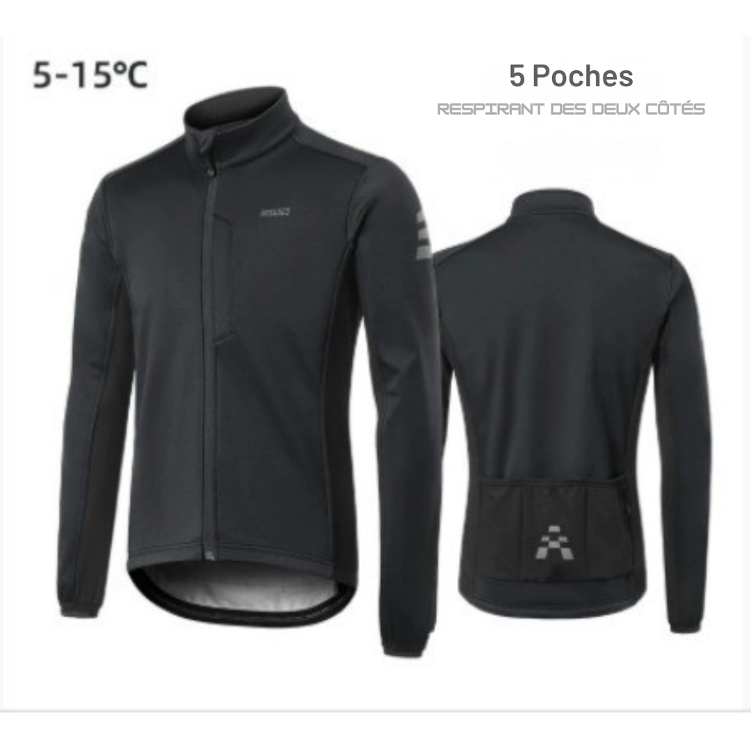 Winter cycling jacket | windproof, warm and fleece-lined