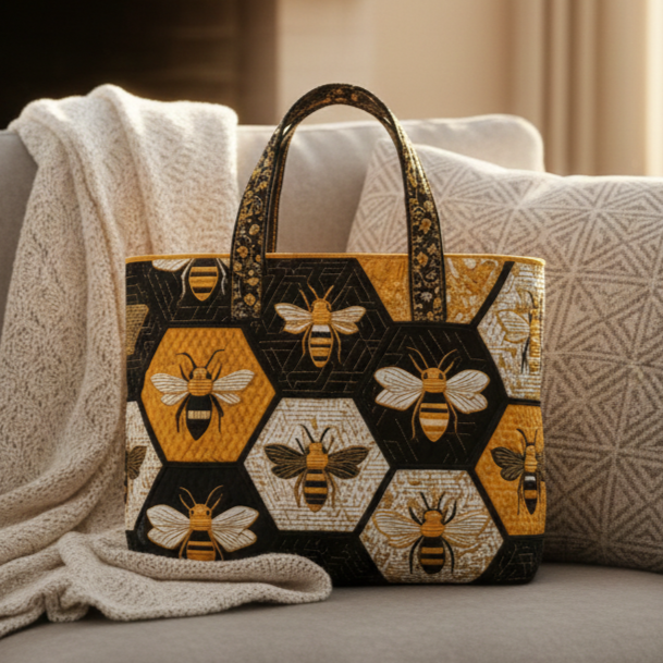 Bee Quilted Tote Bag