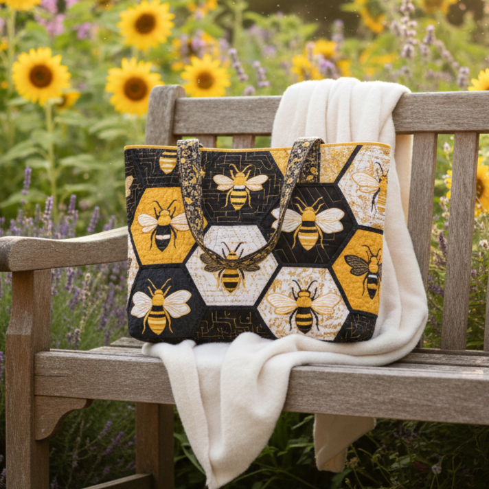 Bee Quilted Tote Bag