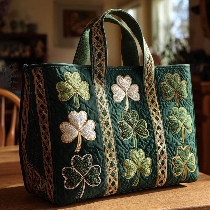 Irish Shamrock Quilted Tote Bag