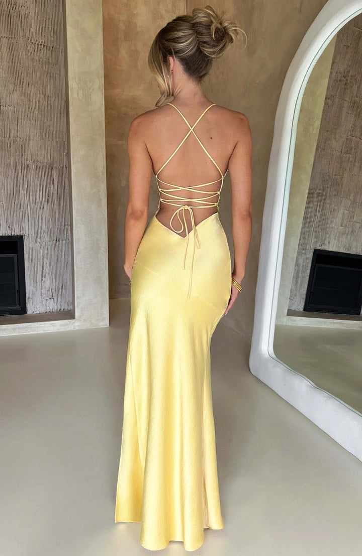 Adriana | Women's Sleeveless Slit Silk Maxi Wedding Guest Dress