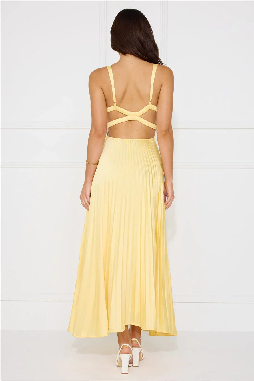 Erica | Women's Sleeveless Pleated Maxi Wedding Guest Dress