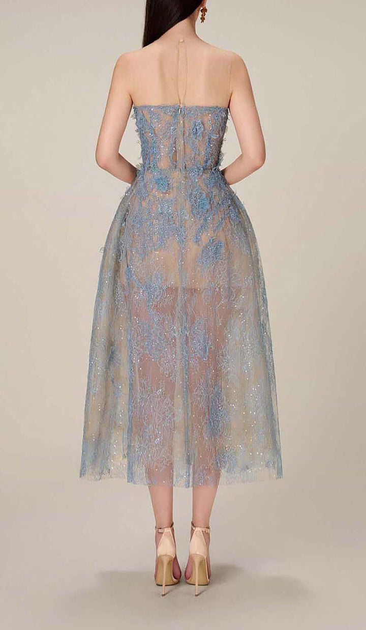 Joelle | Women's Floral Lace Embroidery Midi Prom Dress