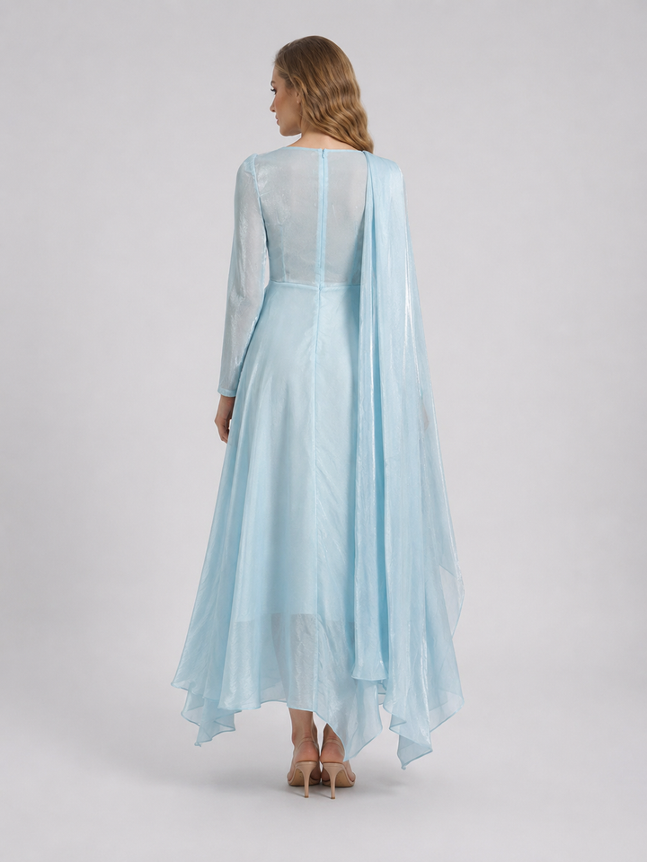 Madelyn | Women's Draped Long Sleeve Maxi Wedding Guest Dress