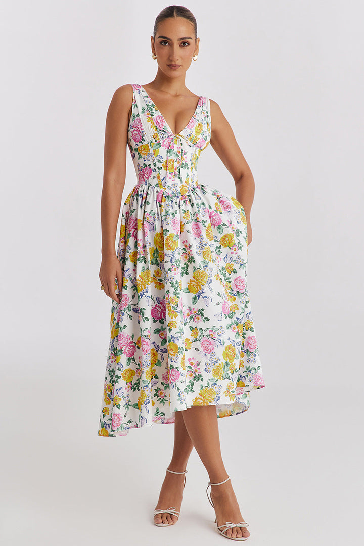 Michelle | Women's Floral Sleeveless Midi Spring Dress