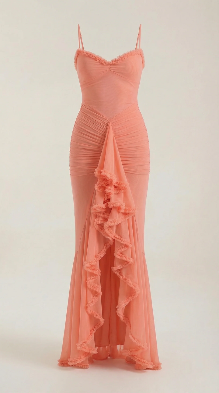 Phoebe | Women's Sleeveless Ruffle Maxi Wedding Guest Dress