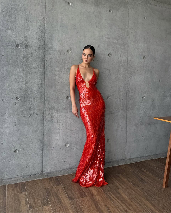 Veronica | Women's Sleeveless Sequin Maxi Prom Dress