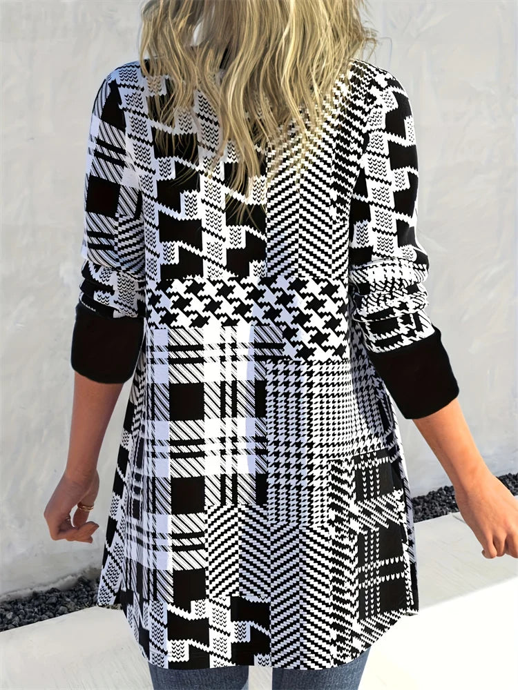 LEONA | Sleek Geo-Print Cardigan