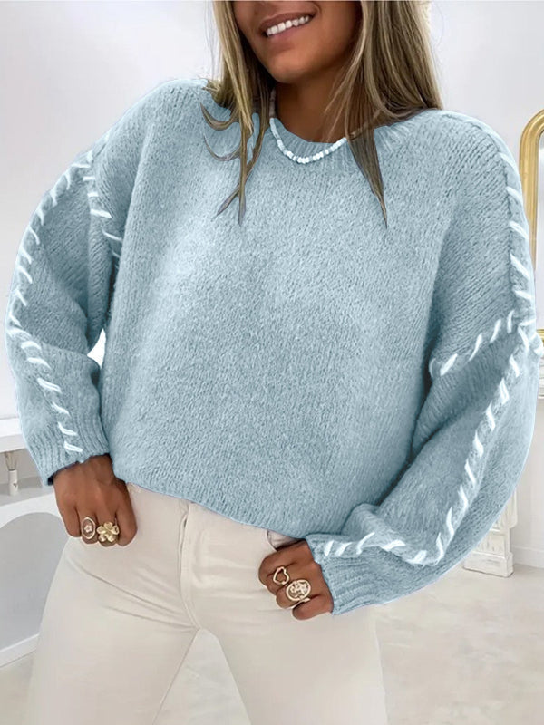KALIYAH - Casual Round Neck Long Sleeve Sweater
