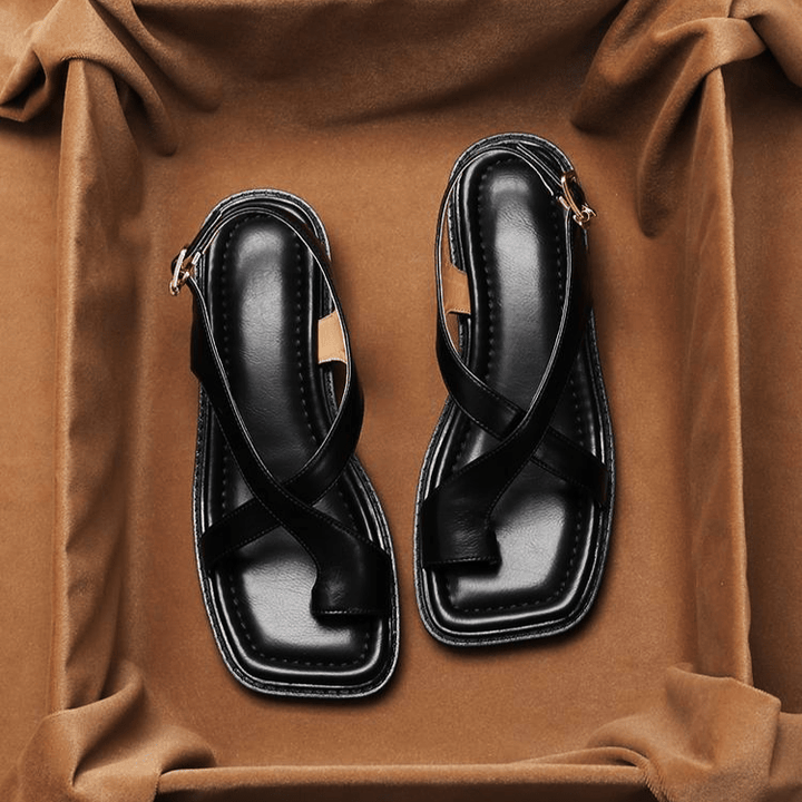 Ivy Cross Sandals | Italian Leather, Orthopedic Cushioned Footbed