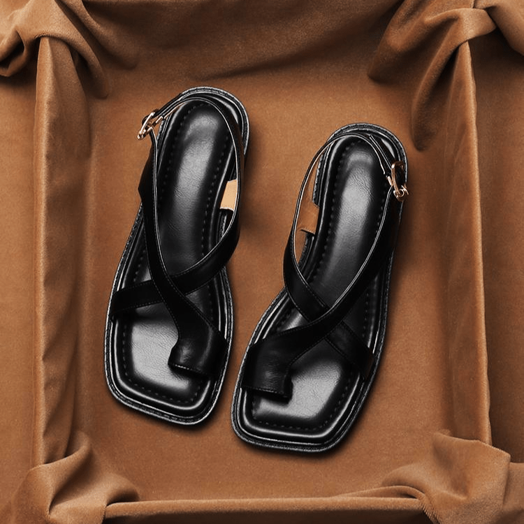 Ivy Cross Sandals | Italian Leather, Orthopedic Cushioned Footbed