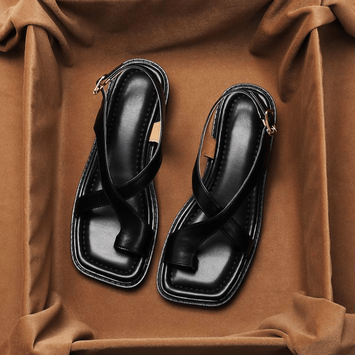 Ivy Cross Sandals | Italian Leather, Orthopedic Cushioned Footbed