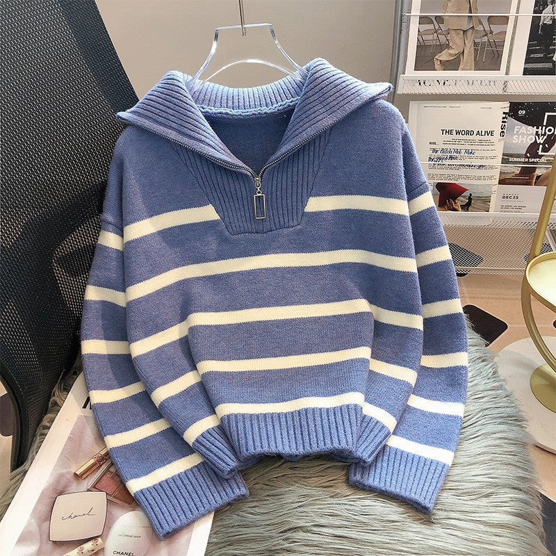 TIANA - Chic Striped Long Sleeve Collared Top