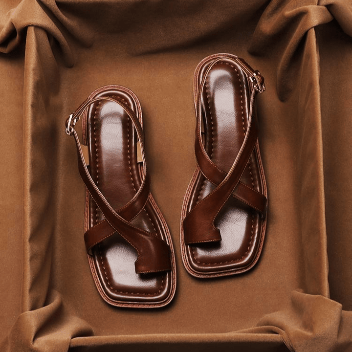 Ivy Cross Sandals | Italian Leather, Orthopedic Cushioned Footbed