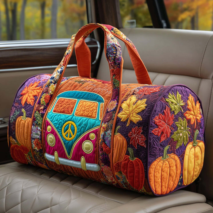Hippie Pumpkin Quilted Travel Bag