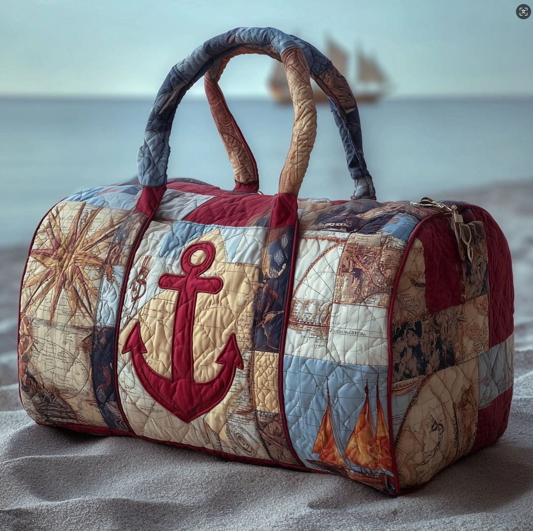 Seaside adventure pattern quilted travel bag