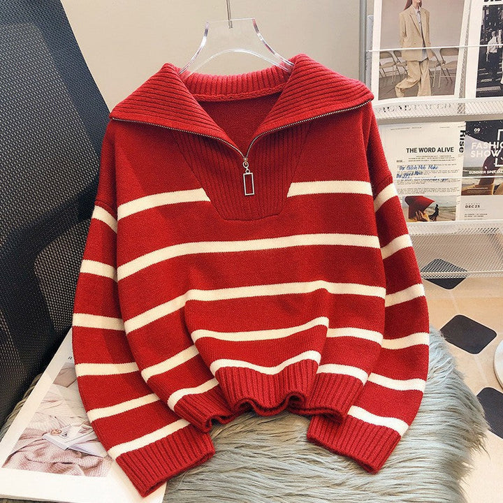 TIANA - Chic Striped Long Sleeve Collared Top