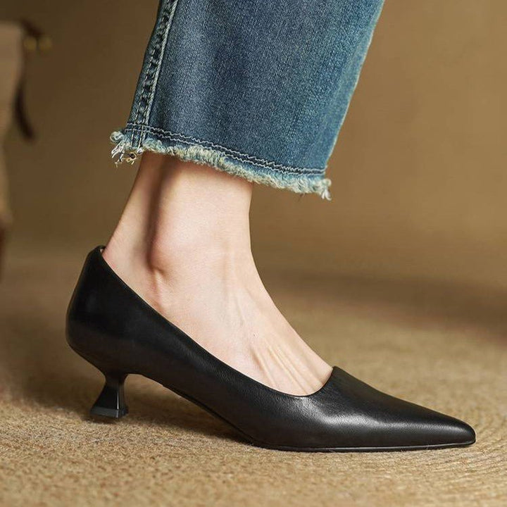 Sera Leather Heels | Top-Grain Cowhide, Elegant 4.5 cm Kitten Heel