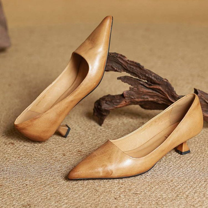 Sera Leather Heels | Top-Grain Cowhide, Elegant 4.5 cm Kitten Heel