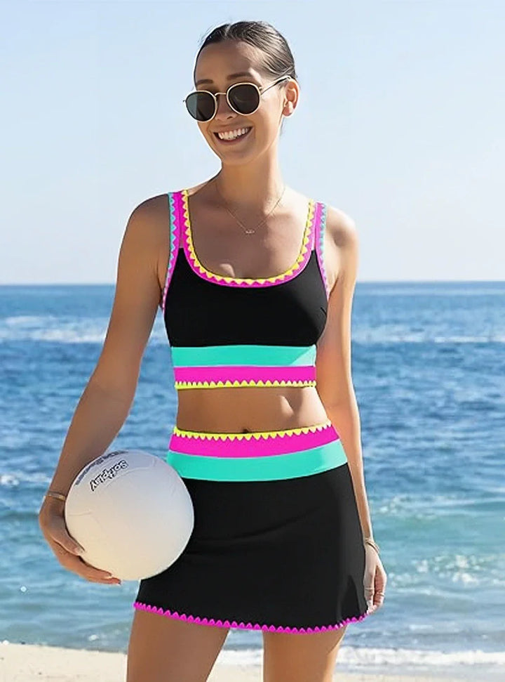 Vibrant Colorblock 3-Piece Sporty Swim Set