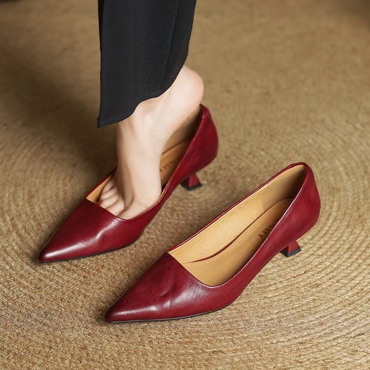 Sera Leather Heels | Top-Grain Cowhide, Elegant 4.5 cm Kitten Heel
