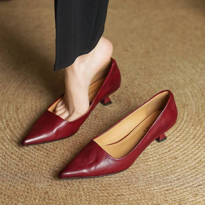 Sera Leather Heels | Top-Grain Cowhide, Elegant 4.5 cm Kitten Heel