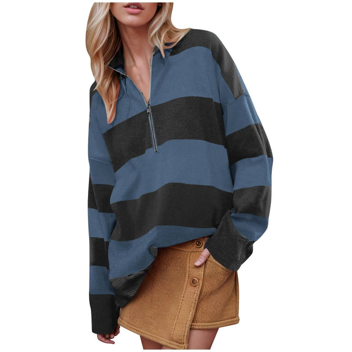 CAMILLA - Comfy Long Sleeve Pullover Sweater With Half Zipper