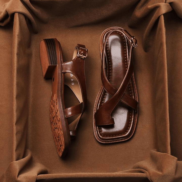 Ivy Cross Sandals | Italian Leather, Orthopedic Cushioned Footbed