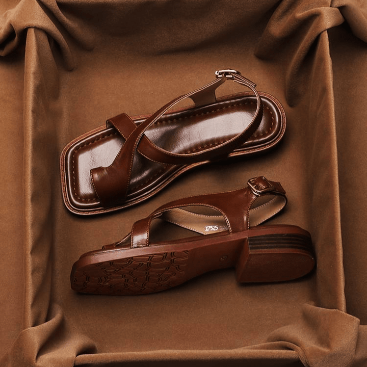 Ivy Cross Sandals | Italian Leather, Orthopedic Cushioned Footbed