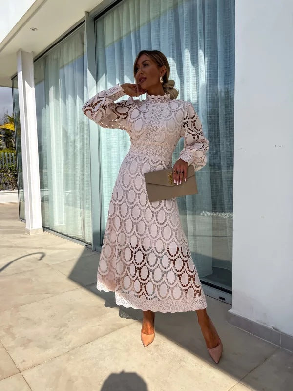Aurelia™ Lace Midi Dress | Timeless Elegance & Feminine Detail