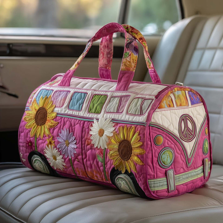 Floral-patterned quilted travel bag