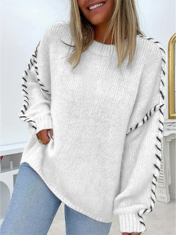 KALIYAH - Casual Round Neck Long Sleeve Sweater