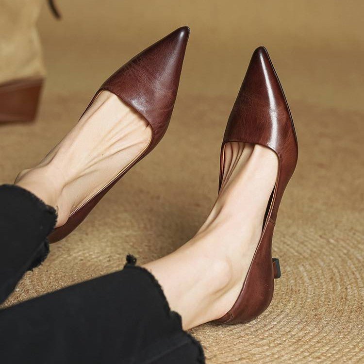 Sera Leather Heels | Top-Grain Cowhide, Elegant 4.5 cm Kitten Heel