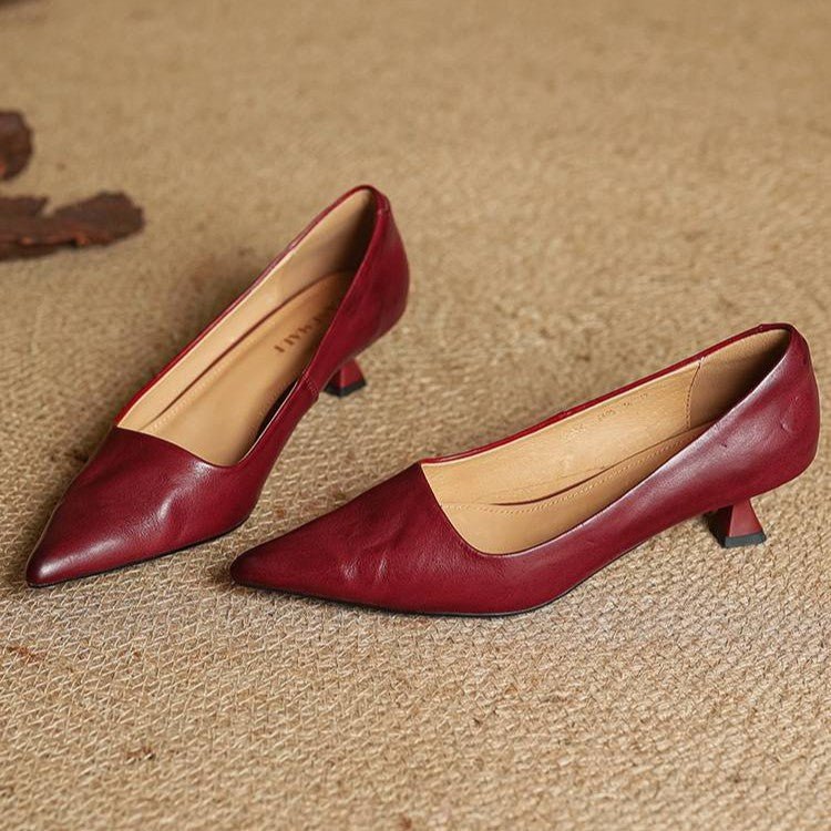 Sera Leather Heels | Top-Grain Cowhide, Elegant 4.5 cm Kitten Heel