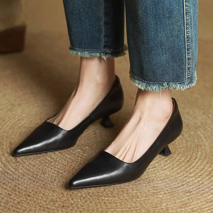 Sera Leather Heels | Top-Grain Cowhide, Elegant 4.5 cm Kitten Heel