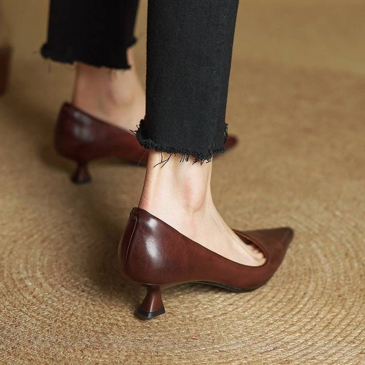 Sera Leather Heels | Top-Grain Cowhide, Elegant 4.5 cm Kitten Heel