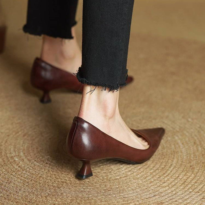 Sera Leather Heels | Top-Grain Cowhide, Elegant 4.5 cm Kitten Heel