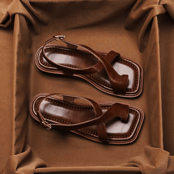 Ivy Cross Sandals | Italian Leather, Orthopedic Cushioned Footbed