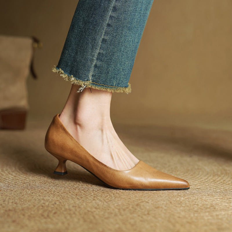 Sera Leather Heels | Top-Grain Cowhide, Elegant 4.5 cm Kitten Heel
