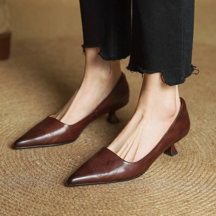 Sera Leather Heels | Top-Grain Cowhide, Elegant 4.5 cm Kitten Heel