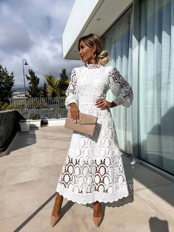 Aurelia™ Lace Midi Dress | Timeless Elegance & Feminine Detail