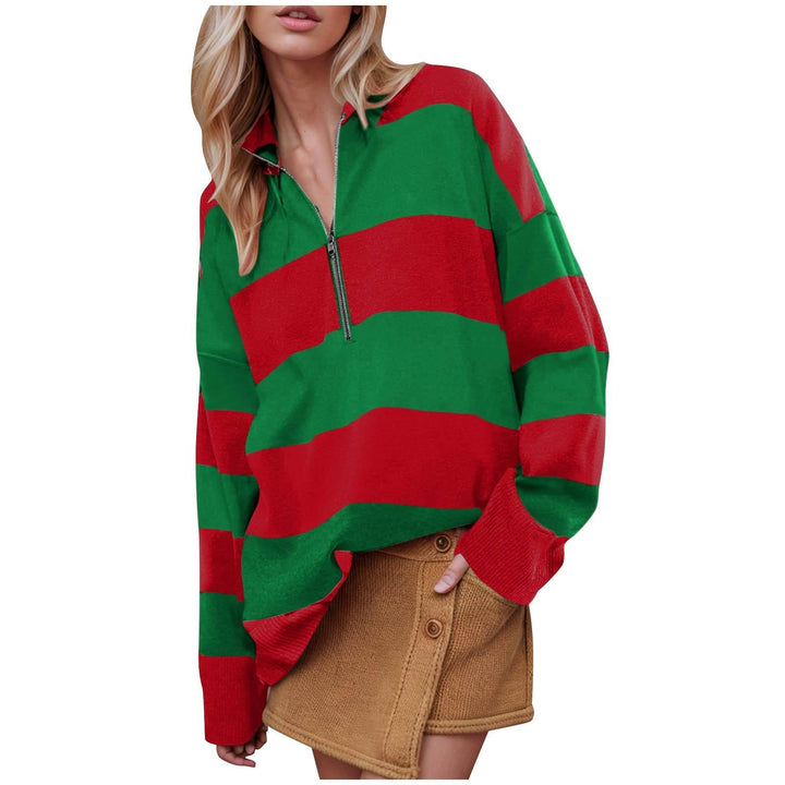 CAMILLA - Comfy Long Sleeve Pullover Sweater With Half Zipper