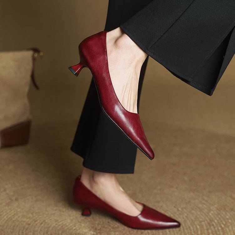 Sera Leather Heels | Top-Grain Cowhide, Elegant 4.5 cm Kitten Heel