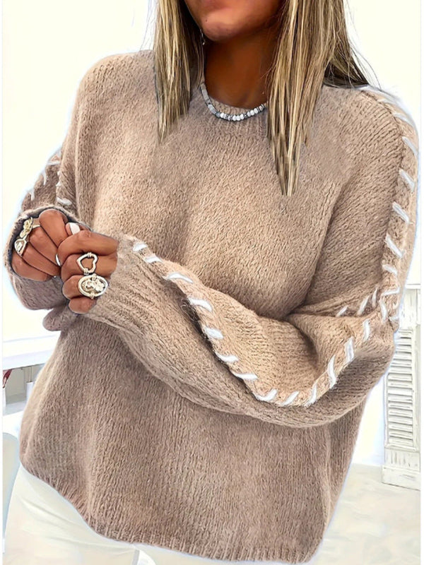 KALIYAH - Casual Round Neck Long Sleeve Sweater