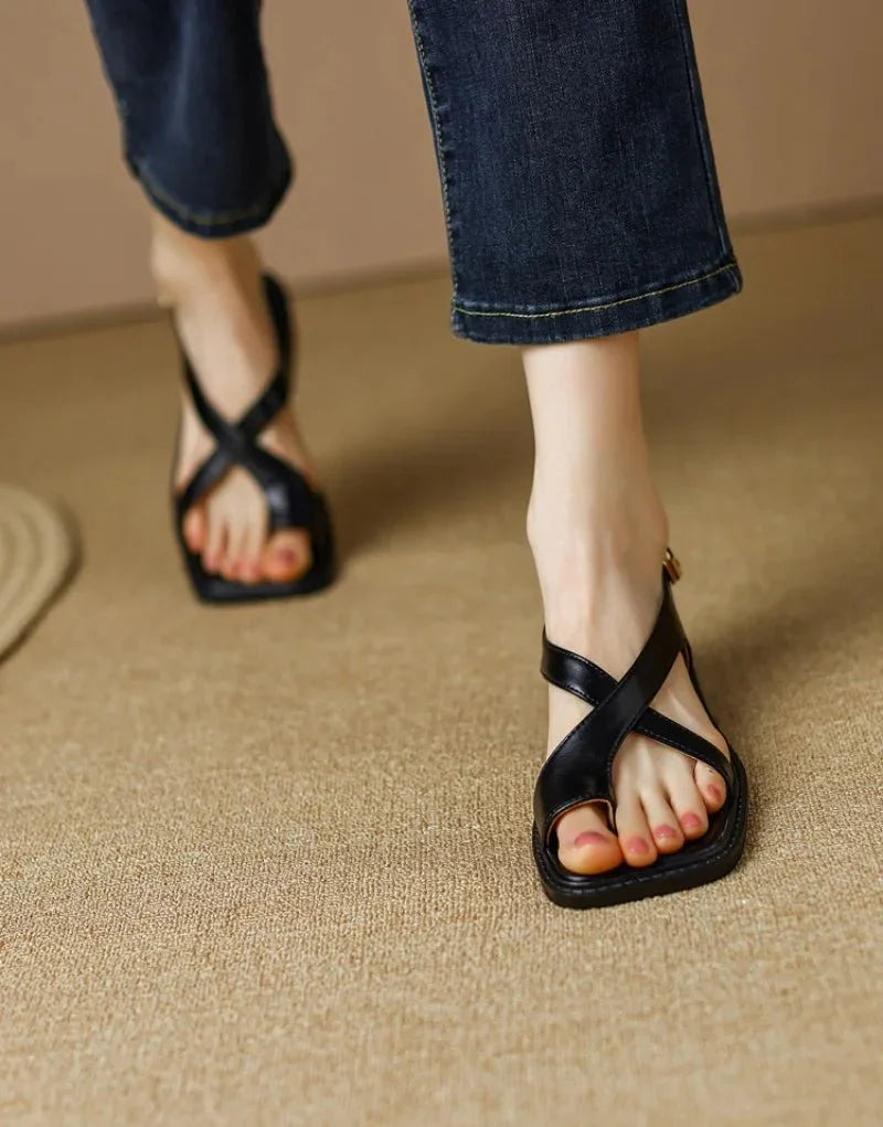 Ivy Cross Sandals | Italian Leather, Orthopedic Cushioned Footbed