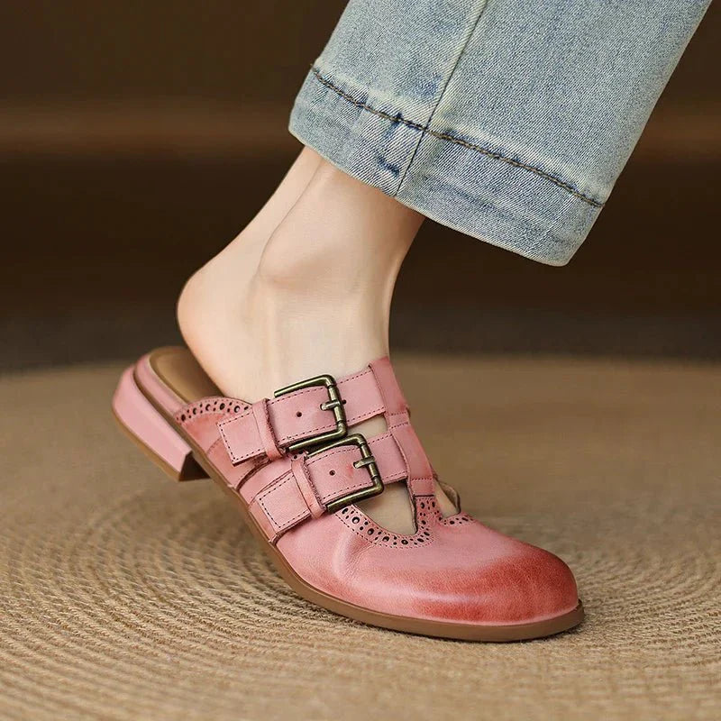 Theodora Mule Heels | Soft Leather, Comfortable Block Heel