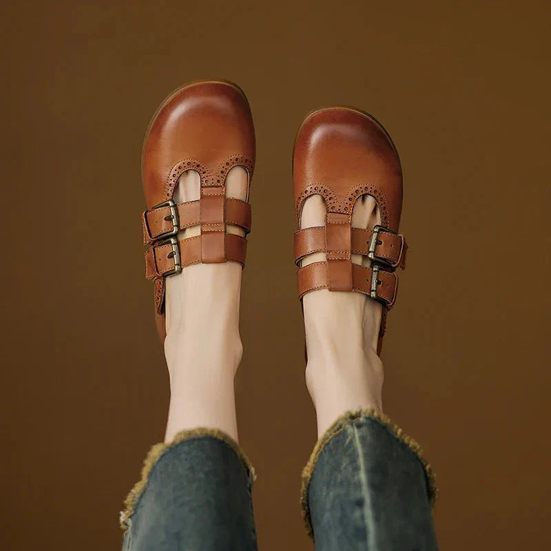 Theodora Mule Heels | Soft Leather, Comfortable Block Heel