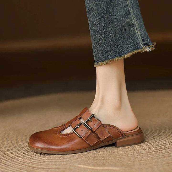Theodora Mule Heels | Soft Leather, Comfortable Block Heel